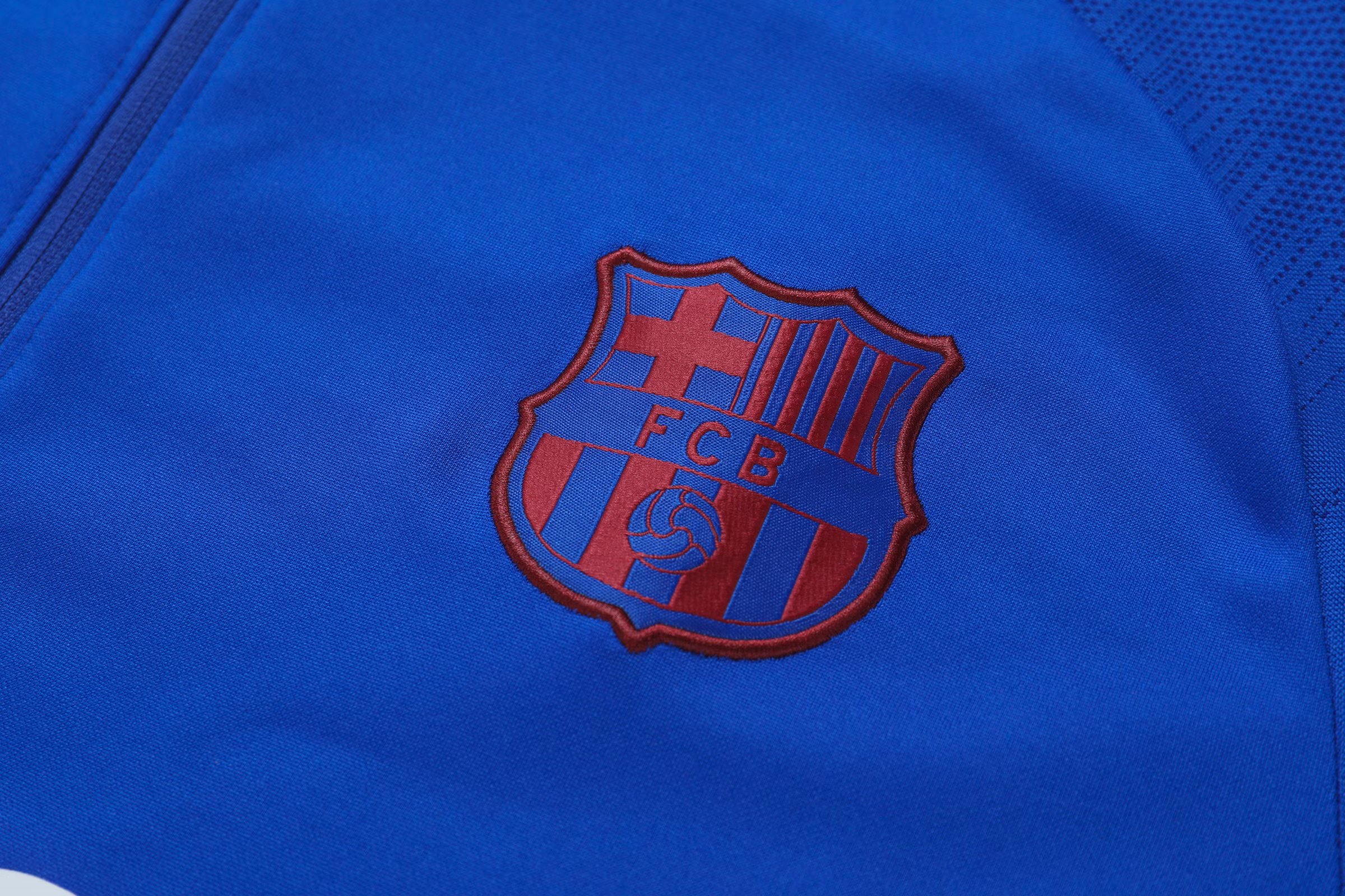 2019-20 Barcelona Blue Zipper Sweat Shirt Kit